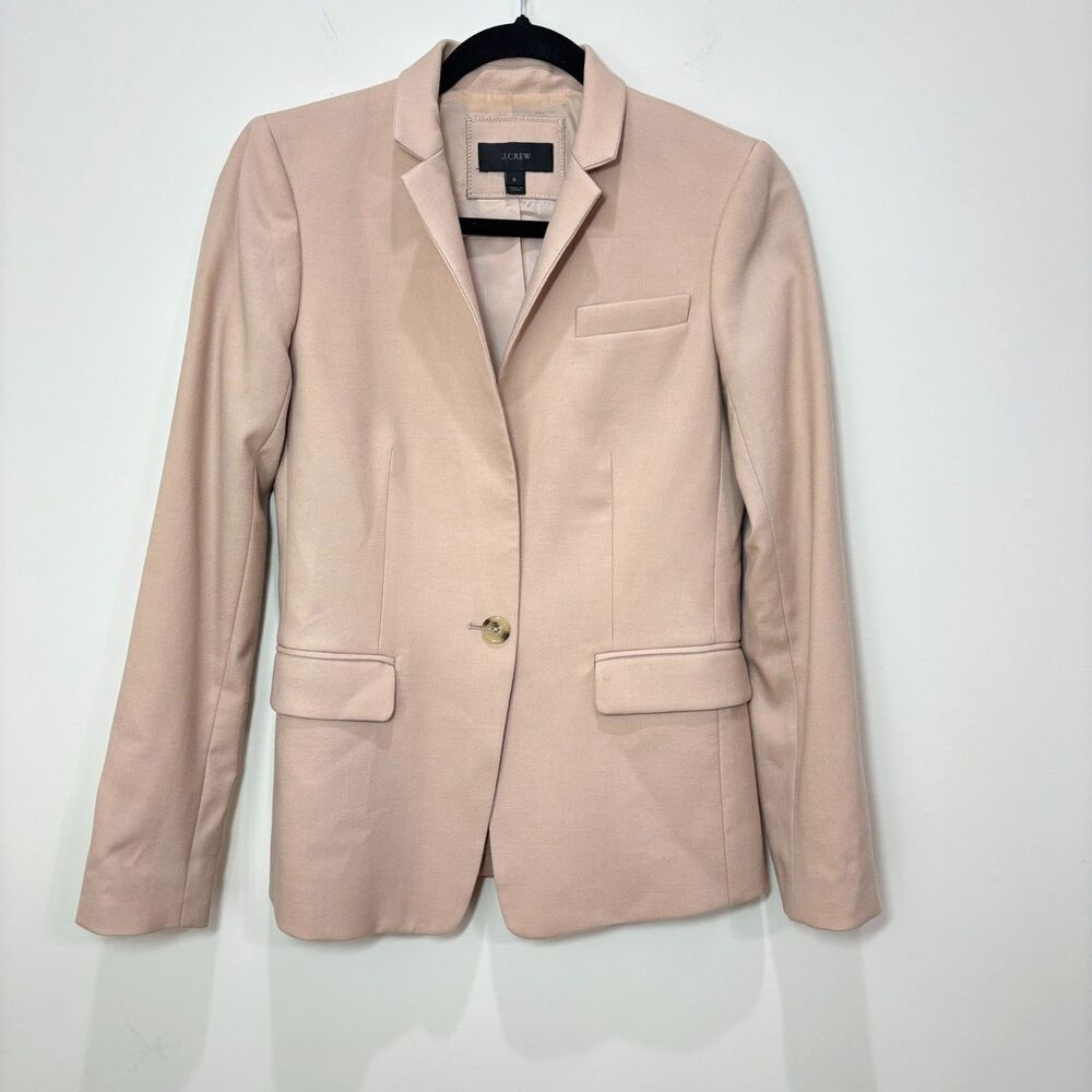 J Crew Wool Camel Brown Blazer Jacket Women 0 Quiet Luxury Office Academia